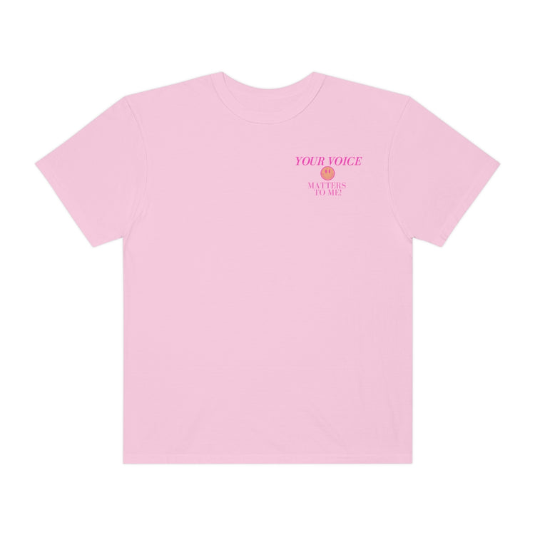 your voice matters smiley SLP comfort colors tee