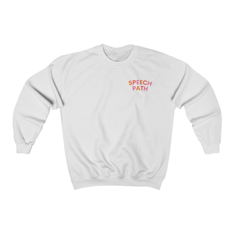 colorful arch speech path crewneck