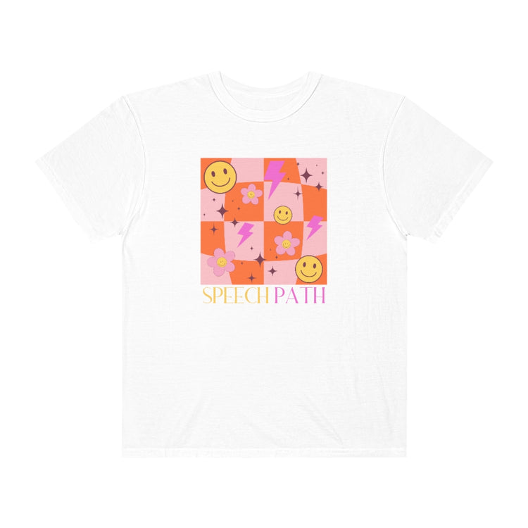 smiley disco speech path comfort colors tee