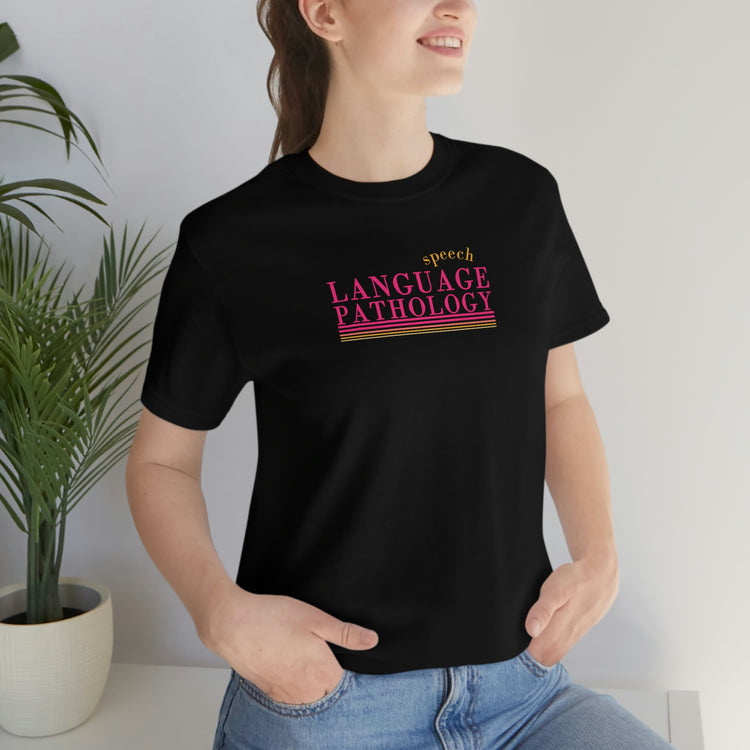 simple pink speech pathology lines short sleeve tee