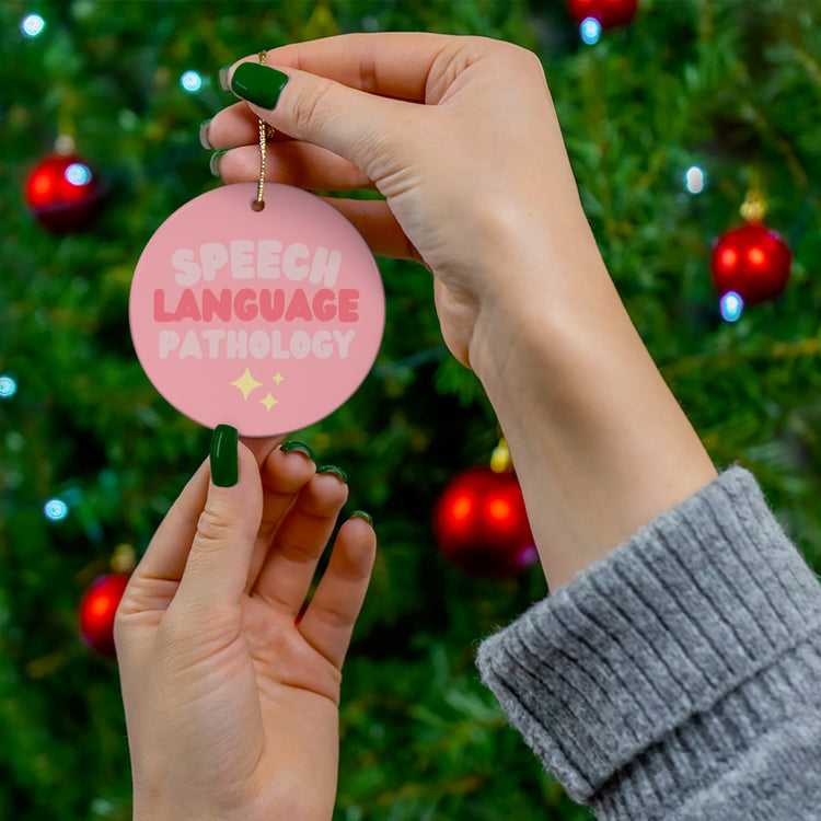 speech language pathology pink glass ornament
