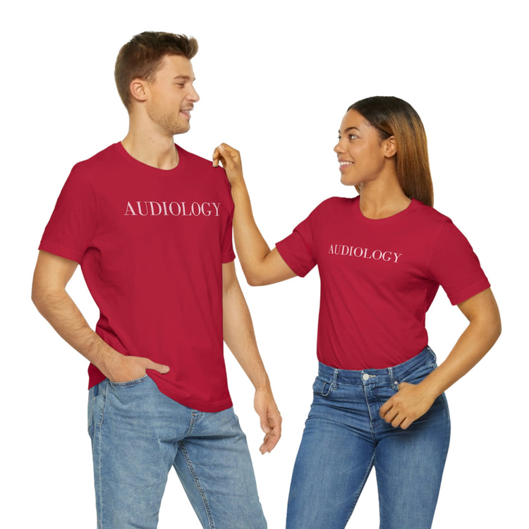 simple red/pink audiology short sleeve tee