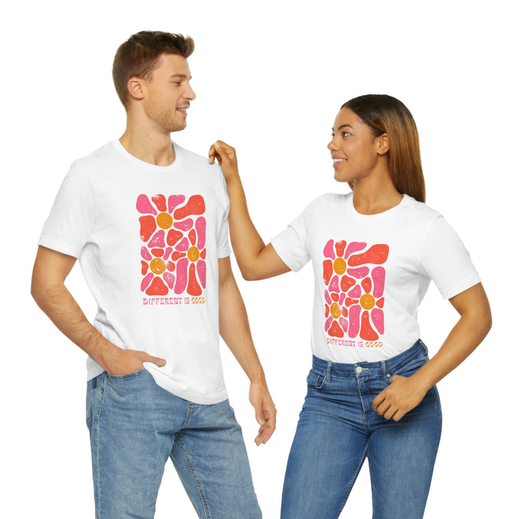 retro flower different is good short sleeve tee