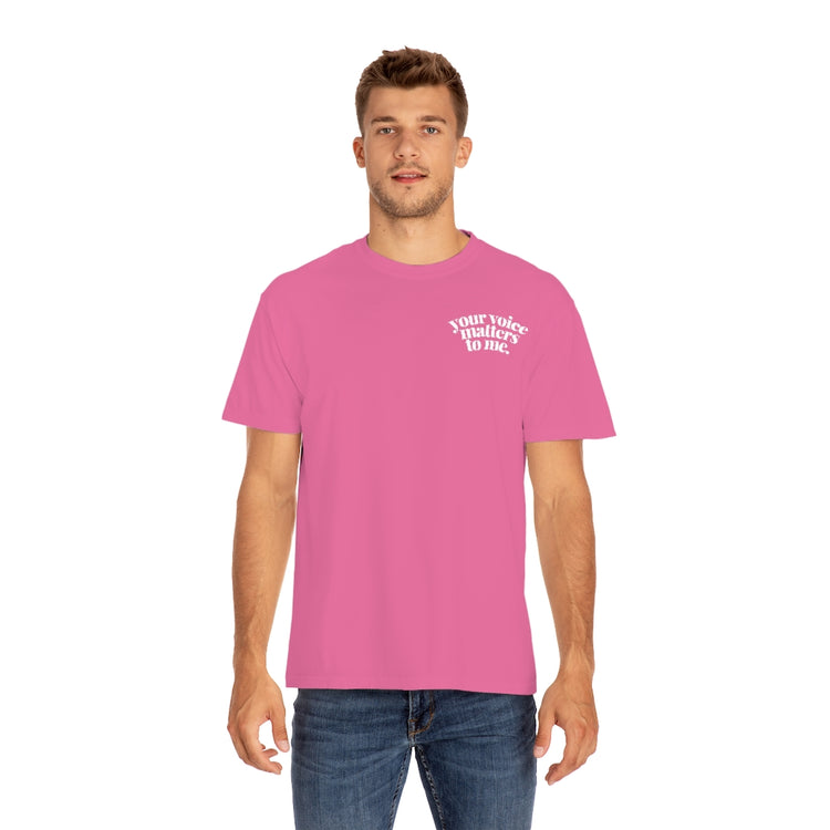 your voice matters SLP comfort colors tee