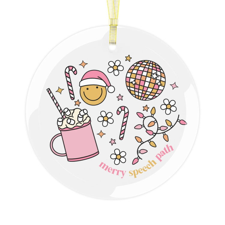 festive merry speech path glass ornament