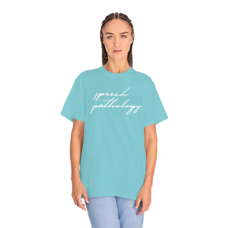 speech pathology cursive comfort colors tee