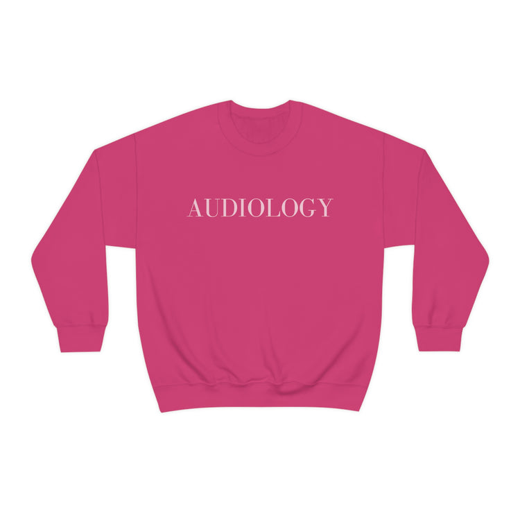 simple red/pink audiology crewneck