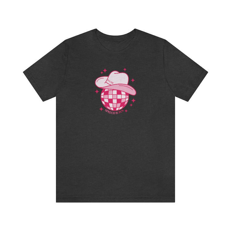 cowboy disco speech is fun short sleeve tee