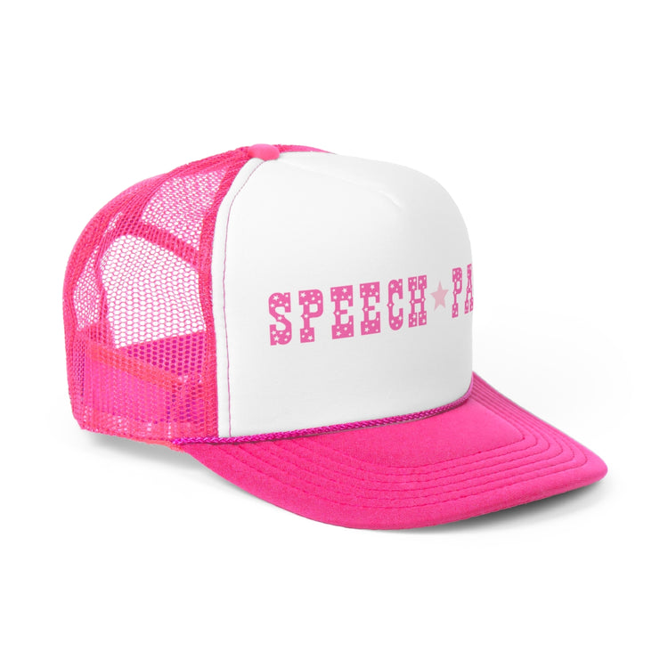 hot pink speech path western star trucker cap