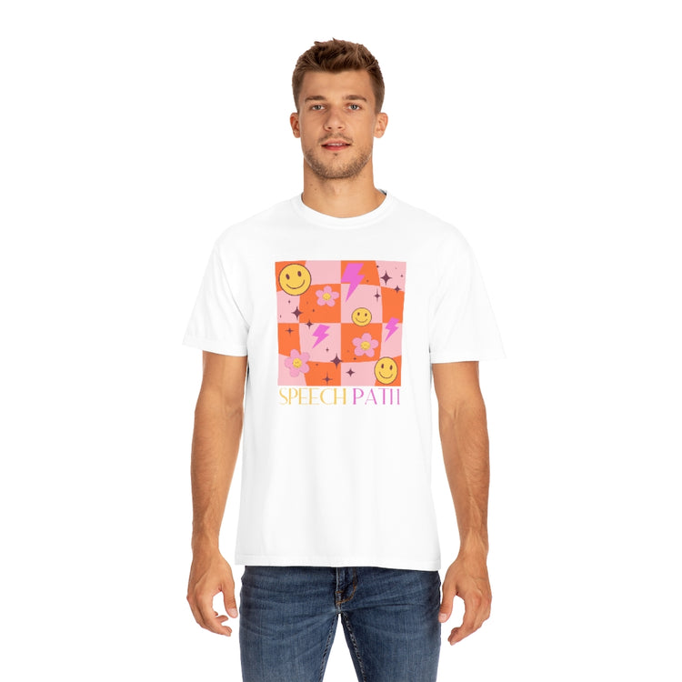 smiley disco speech path comfort colors tee