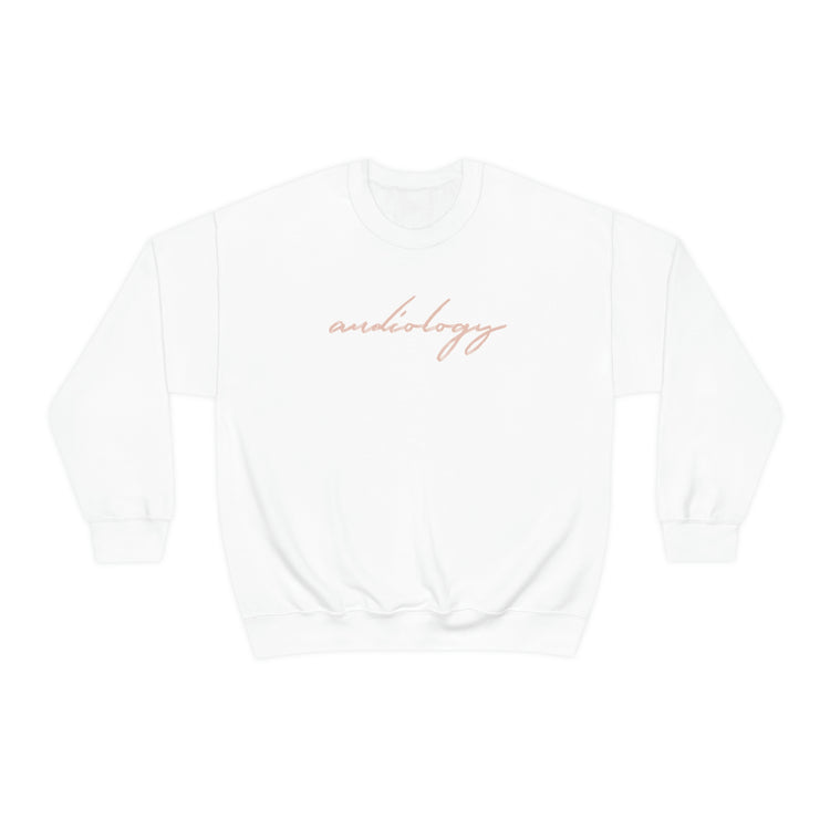 neutral cursive audiology crewneck