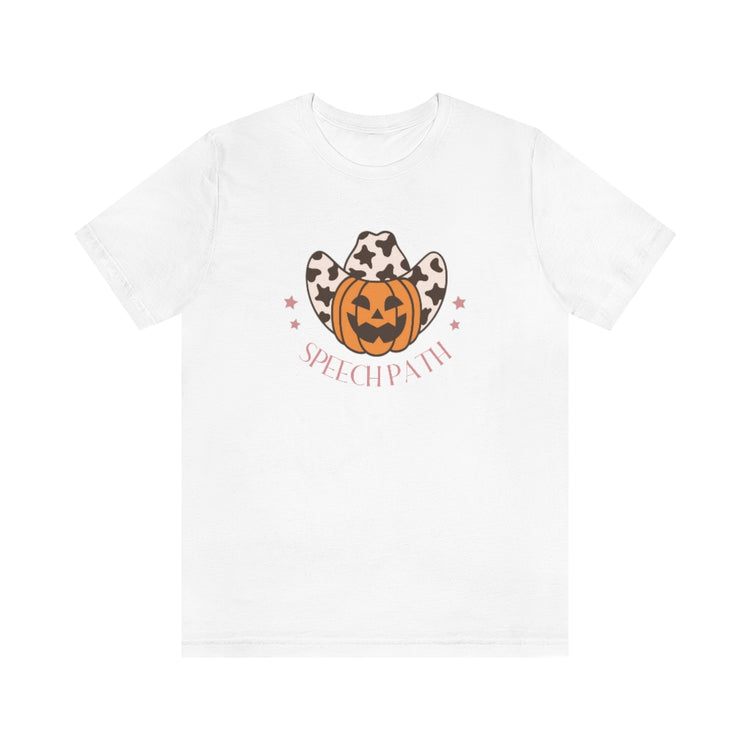 pumpkin cowboy speech path short sleeve tee
