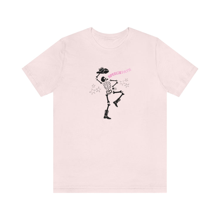 skeleton cowboy speech path short sleeve tee
