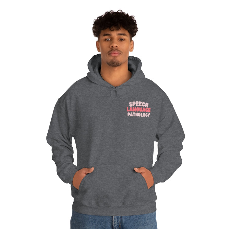 speech language pathology pink block hoodie