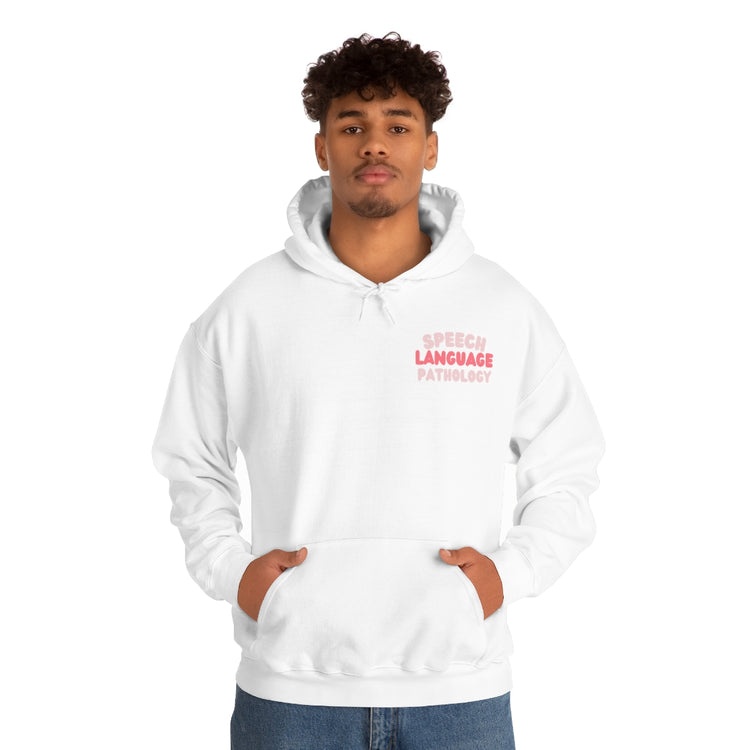 speech language pathology pink block hoodie