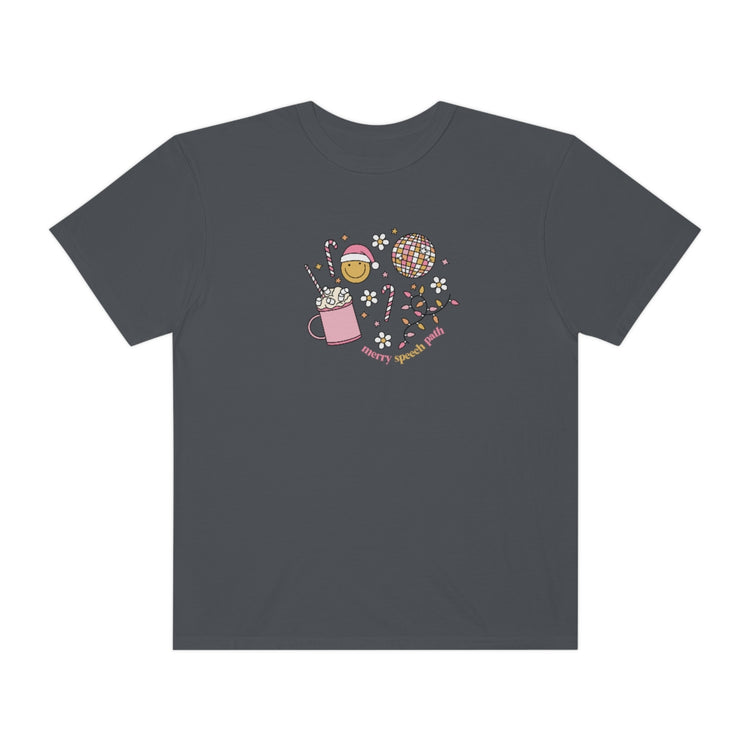 festive merry speech path comfort colors tee