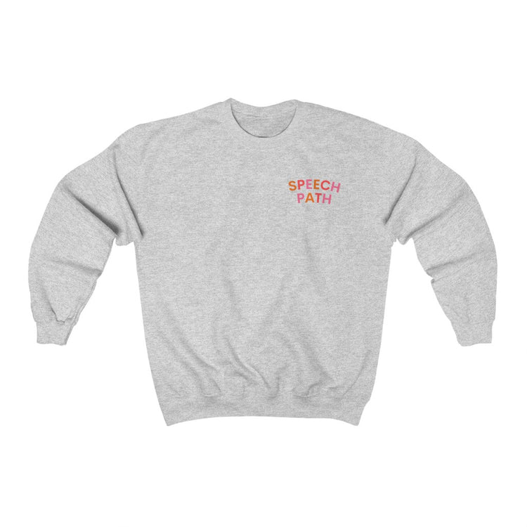 colorful arch speech path crewneck