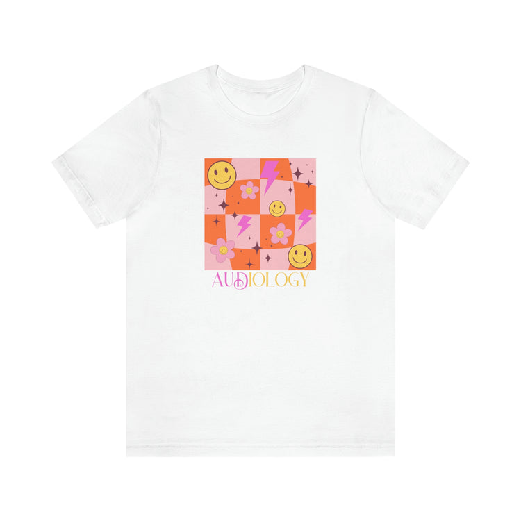 smiley disco audiology short sleeve tee
