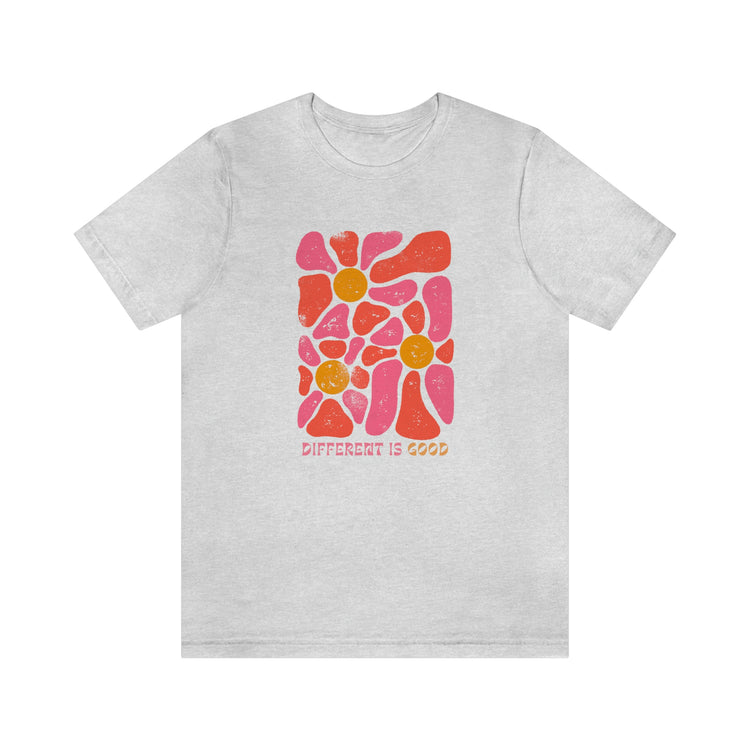 retro flower different is good short sleeve tee
