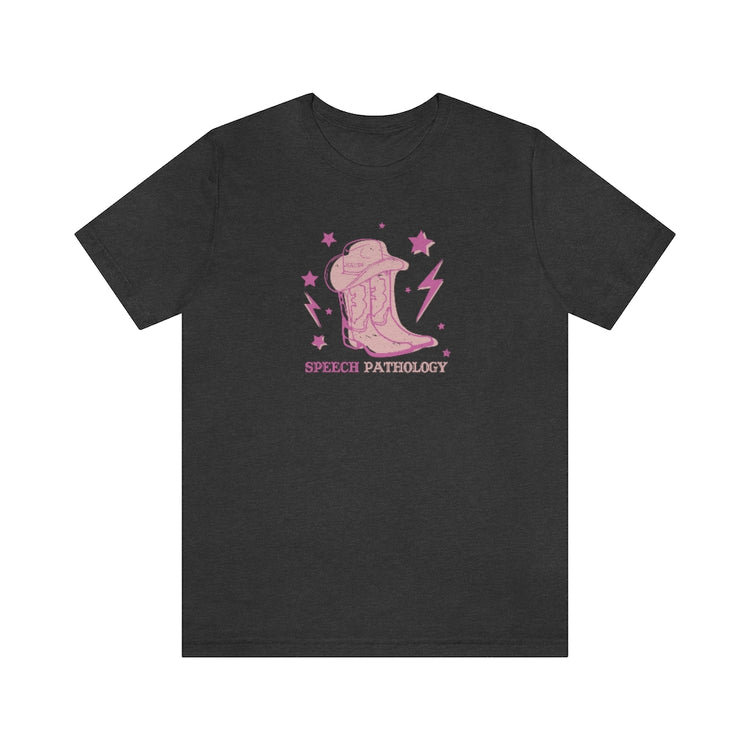 cowboy boots speech pathology short sleeve tee