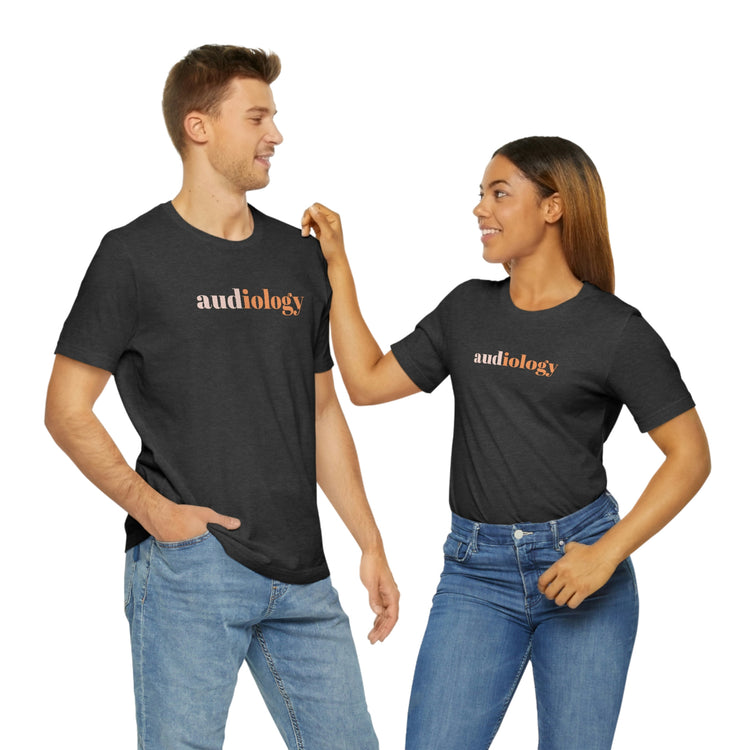 simple audiology orange short sleeve tee
