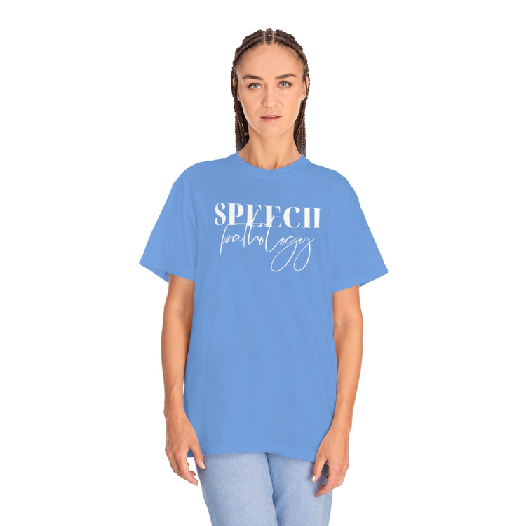 speech pathology cursive comfort colors tee