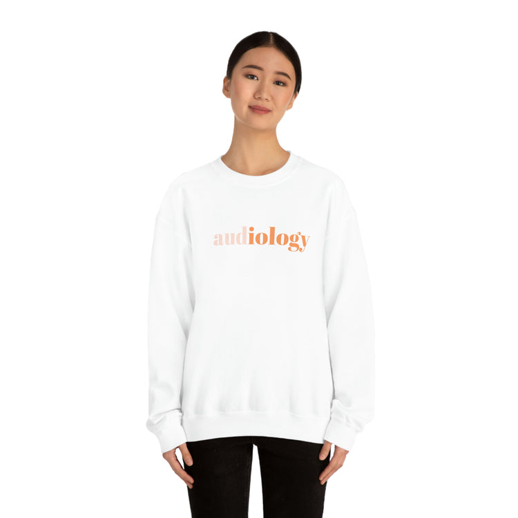simple audiology orange crewneck