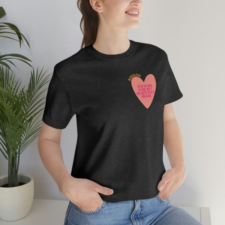 audiology heart scope short sleeve tee
