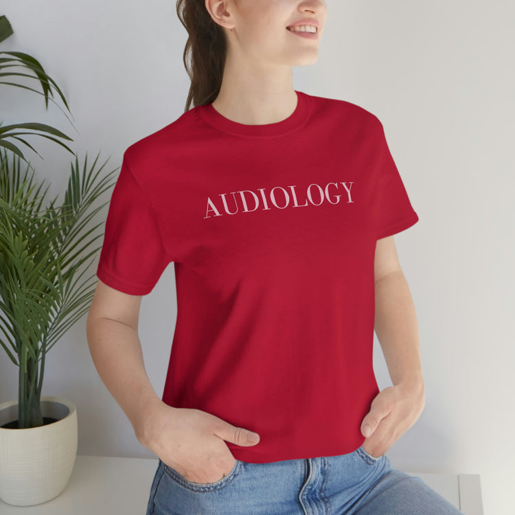 simple red/pink audiology short sleeve tee