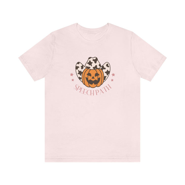 pumpkin cowboy speech path short sleeve tee