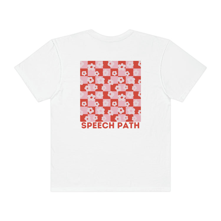 speech path retro flower comfort colors tee