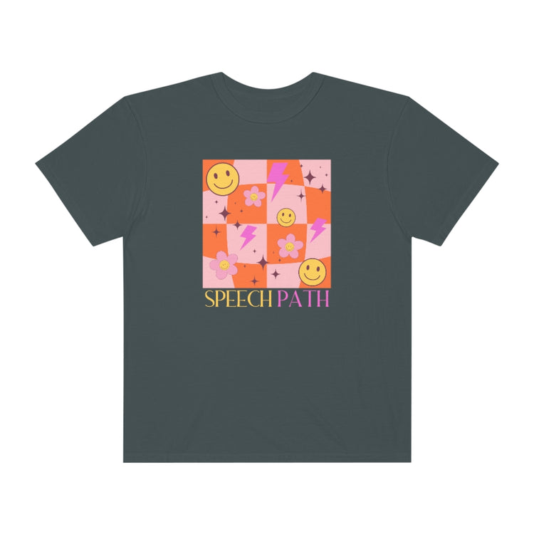 smiley disco speech path comfort colors tee
