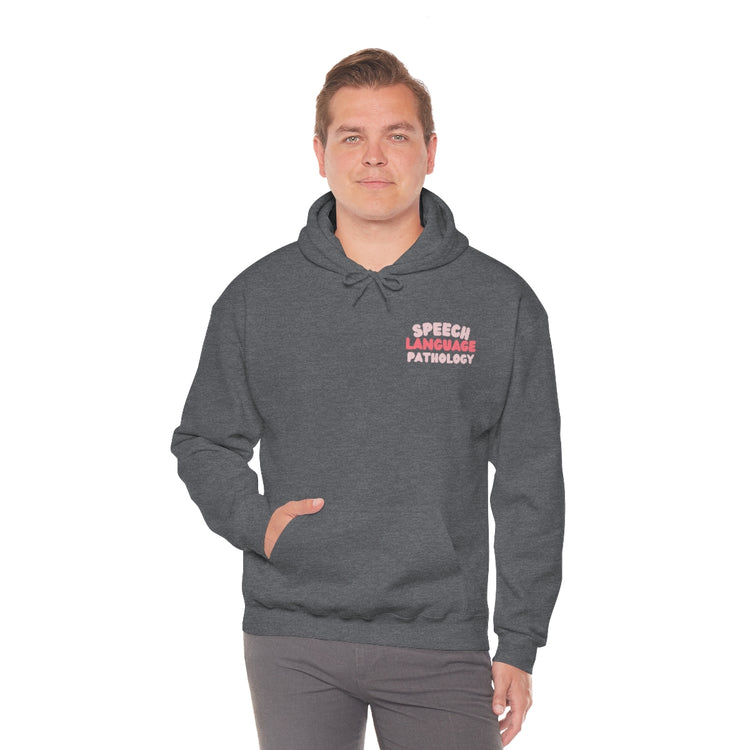 speech language pathology pink block hoodie