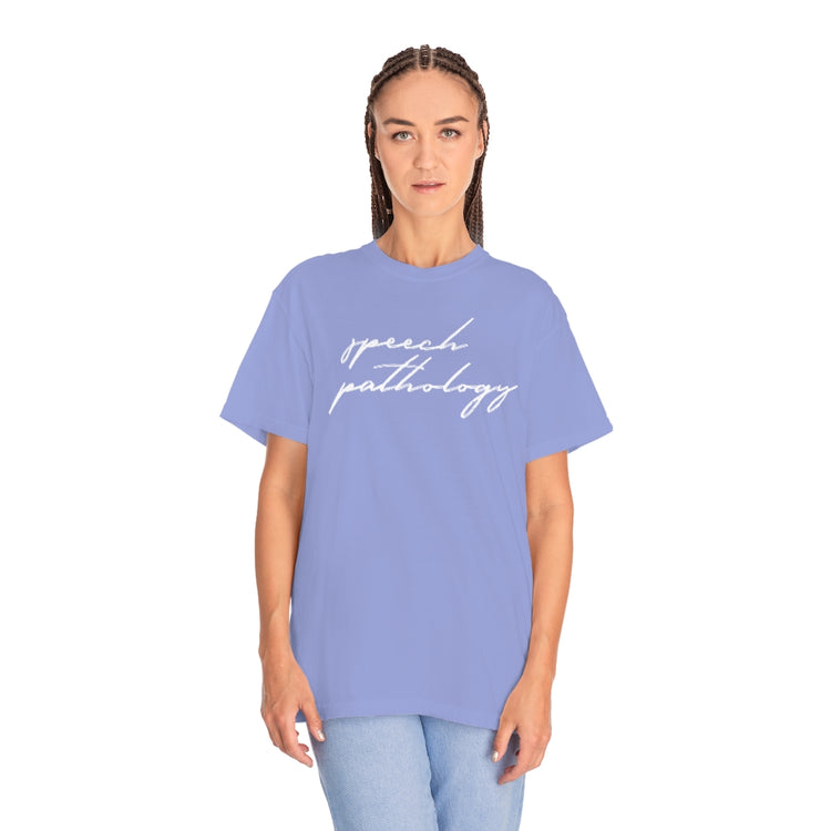 speech pathology cursive comfort colors tee
