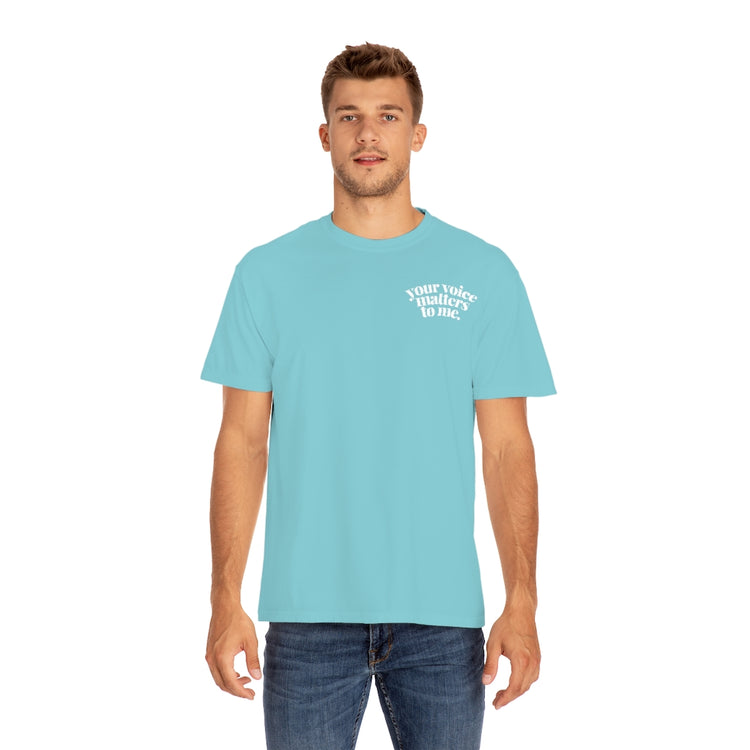 your voice matters SLP comfort colors tee