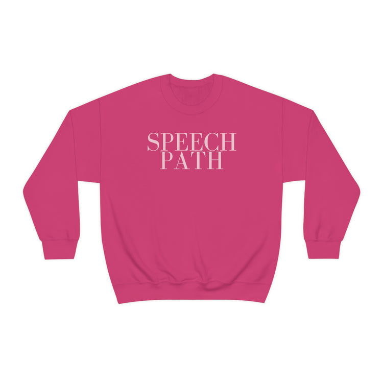simple speech path red crewneck