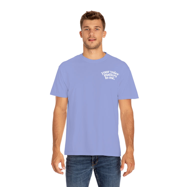 your voice matters SLP comfort colors tee