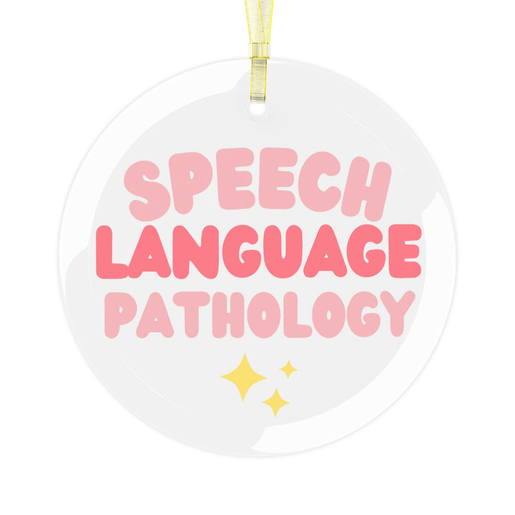 speech language pathology pink glass ornament