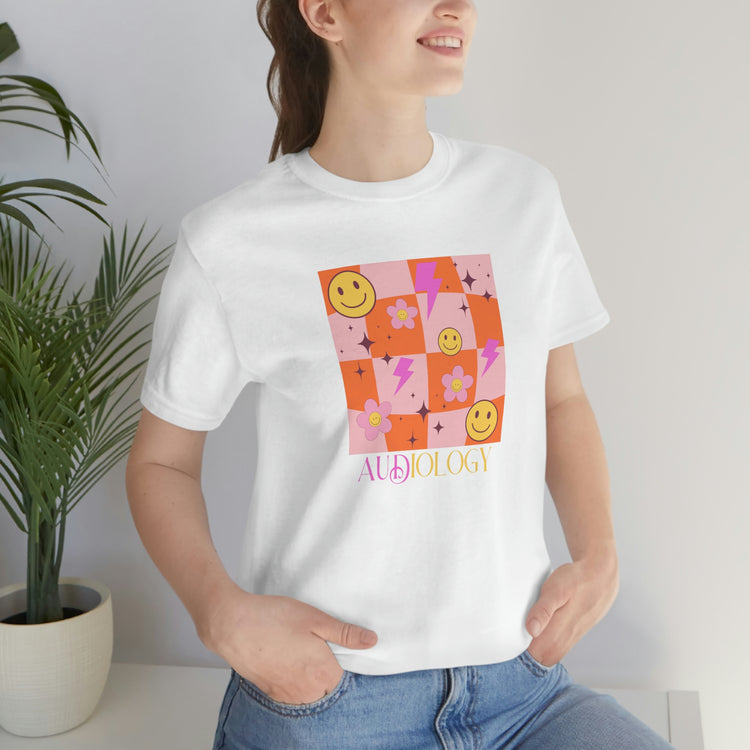 smiley disco audiology short sleeve tee