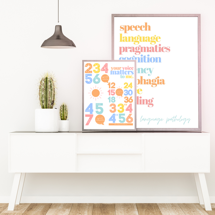 SLP wall art digital download - "developmental norms colorful"