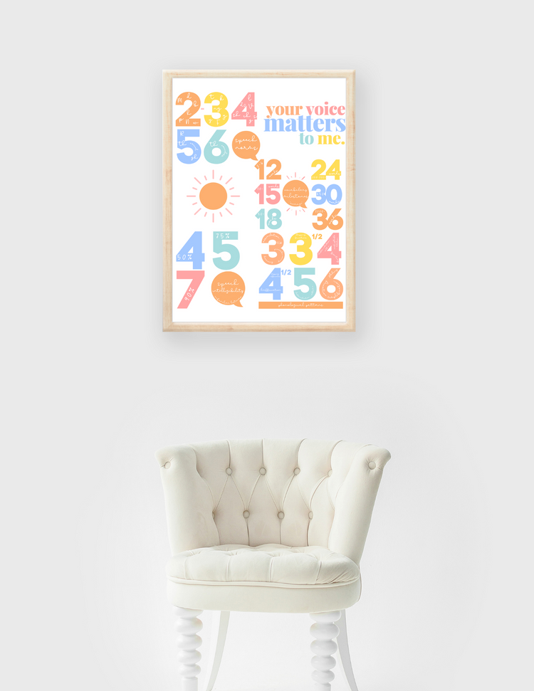 SLP wall art digital download - "developmental norms colorful"