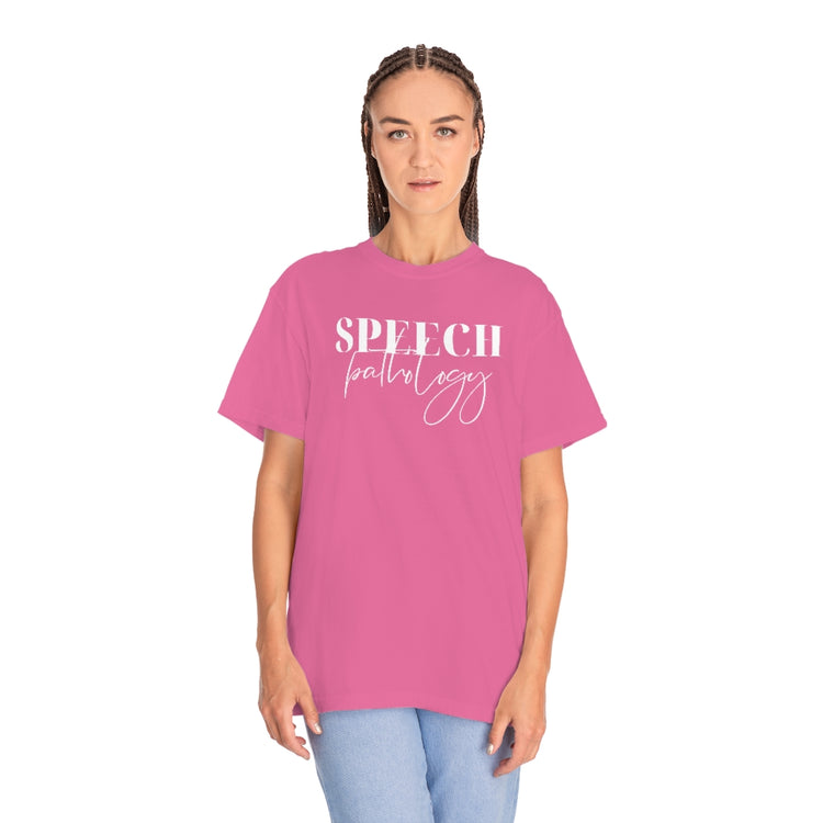 speech pathology cursive comfort colors tee
