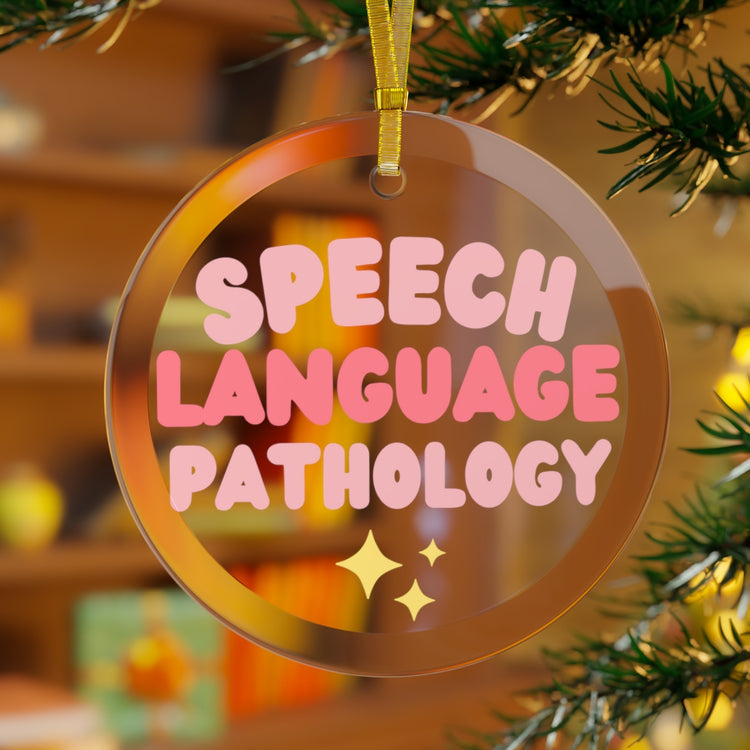speech language pathology pink glass ornament
