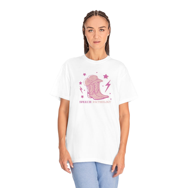 cowboy boots speech path comfort colors tee
