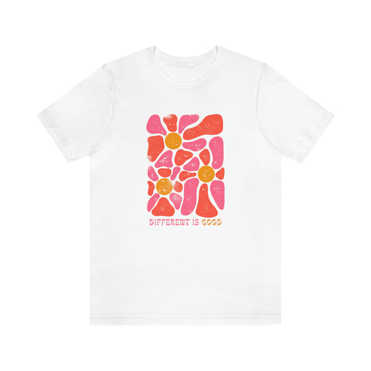 retro flower different is good short sleeve tee