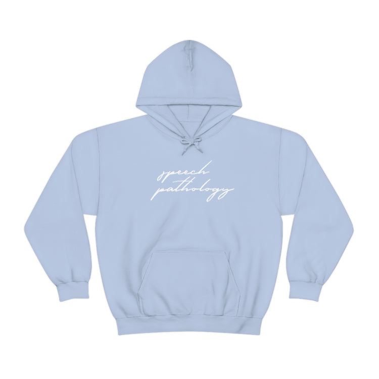 speech pathology cursive blue hoodie