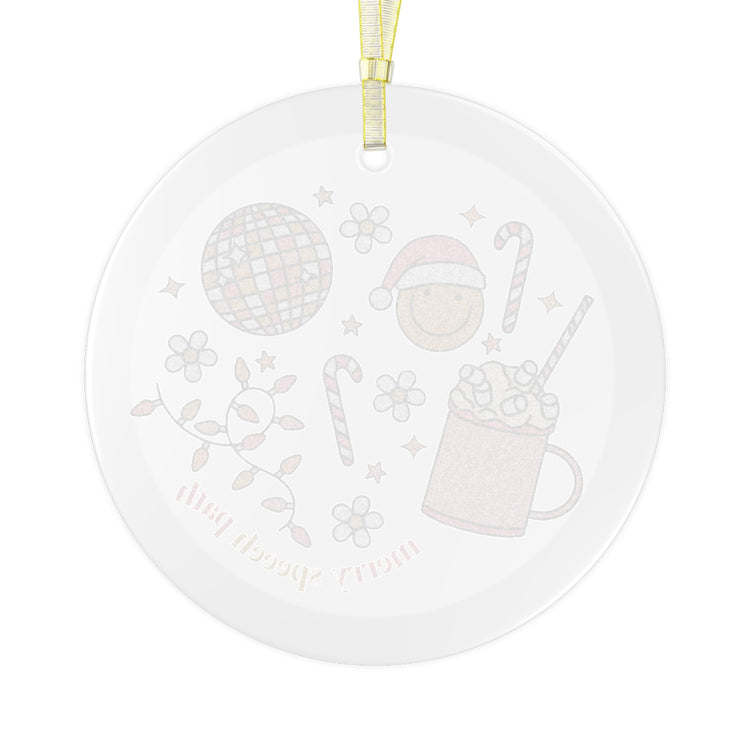 festive merry speech path glass ornament