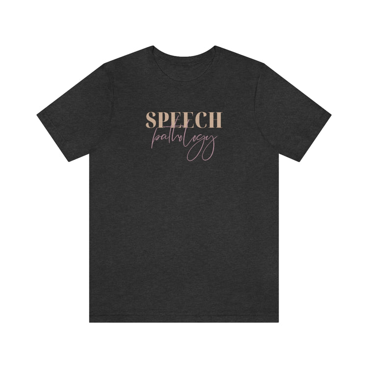 speech pathology neutral and purple short sleeve tee