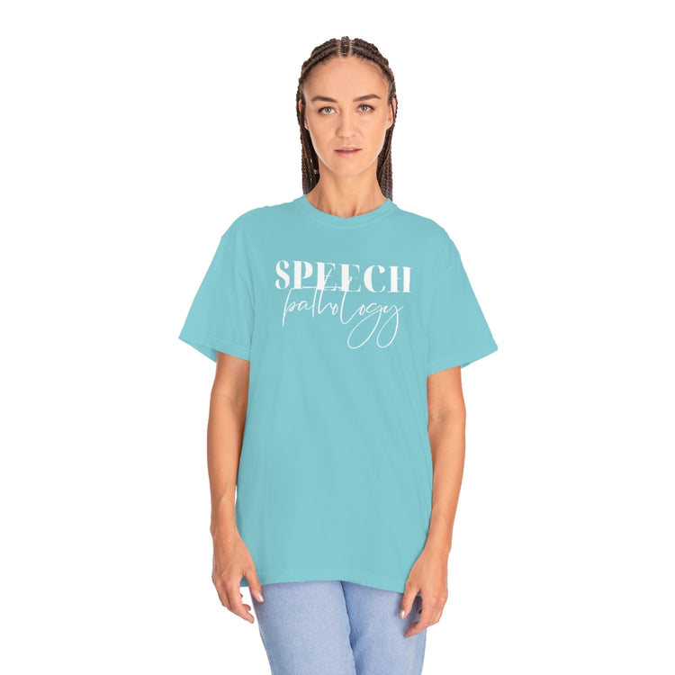 speech pathology cursive comfort colors tee