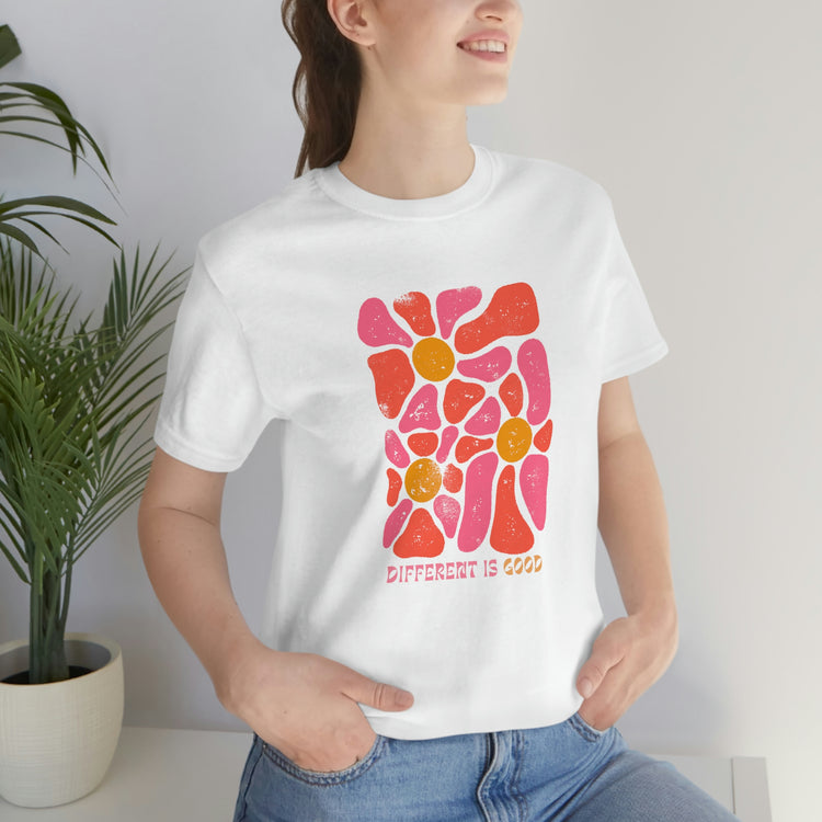 retro flower different is good short sleeve tee